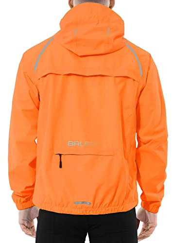 baleaf Waterproof Jacket Mens Cycling Jackets Reflective Running Outdoor Rain Coats Lightweight for Men Walking Hiking Packable Orange XL