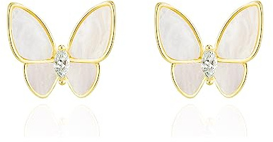 QUKE Schmetterling Form Ohrstecker Ohrringe Durchbohrt Gestochen Gold Ohrstecker für Frauen Mädchen