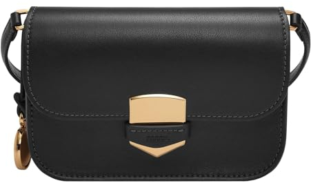 Fossil Damentasche Lennox, glattes Rindsleder Small Flap Crossbody, schwarz, L: 17,8 cm, B: 4,4 cm, H: 12,7 cm, ZB1926001