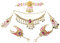 Dickly Goldenes Indisches Schmuckset für Damen, Ethnische Halskette, Ohrringe, Diwali Geschenk, Rose rot