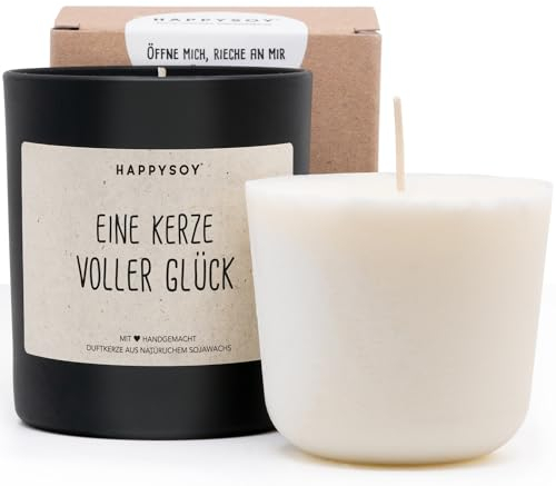 Duftkerze + Refill Wachs - Kerze mit Glück Duftkerze im Glas mit Spruch aus natürlich handgemacht nachhaltig persönlich Geschenk liebevolle Geschenkidee beste Freundin Freund Dankeschön