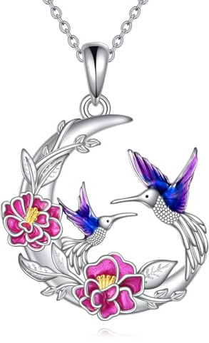 YAFEINI Kolibri Anhänger Kette für Damen 925 Sterling Silber Kolibri Halskette Mutter und Tochter Kette Kolibri Blumen Schmuck Geschenke für Frauen Mädchen (Kolibri Kette)