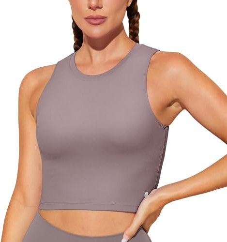 BAYDI Nudi Sport BH Damen ohne Buegel Bustier Abnehmbare Gepolsterte Crop-Tops Hochgeschlossenes Tanktop Yoga Fitness Soft Bra Mondfelsen