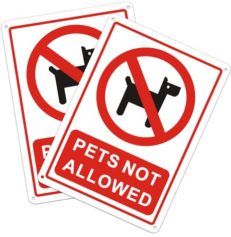 2-pack Pets Not Allowed In Sign Warning No Pet signs Aluminium Hangen Sign, Size 7x10“ (Red-no pet)