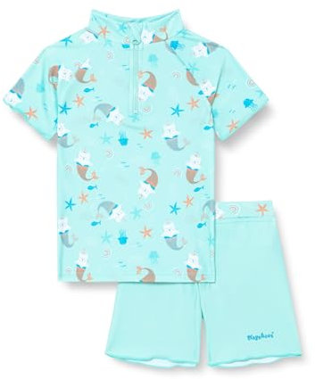 Playshoes Unisex Kinder UV-Schutz Bade-Set zweiteilig Schwimmshirt Badeshorts Badebekleidung, Einhornmeerkatze, 110/116