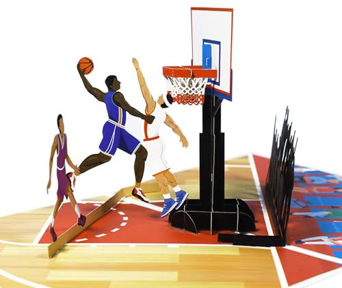 3D Geburtstagskarte,Pop-up Basketball Karte,Basketball Spiel Erinnerungskarte,Ermutigungskarte mit Umschlag