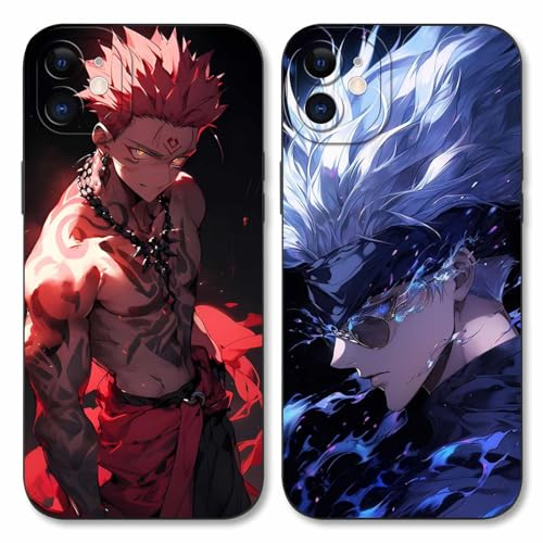 LYUBFDC 2 Stück Handyhülle für Samsung Galaxy A55 5G Hülle 6.5'', Anime Motiv Gojo Satoru Itadori Yuji Manga Muster Schutzhülle Jungs Case Schutz der Linse Design Silikon TPU Cover, Schwarz1