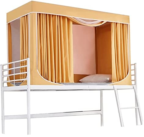 Einzelbett, Doppelbett, Vorhang, Studentenwohnheim, Betthimmel, Bettwäsche, Zelt, Verdunkelung, Moskitonetz, Bettwäsche, Dekoration (Farbe: Gelb, Größe: 90 x 190 x 95 cm)