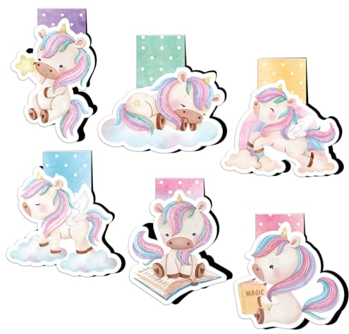 BETESSIN Einhorn Lesezeichen Mädchen - 6er Set Magnetische Lesezeichen für Kinder - Kleine Geschenke für Mädchen zum Kindergeburtstag, Schulanfang, Einhorn Party, Einschulung Mädchen uvm.