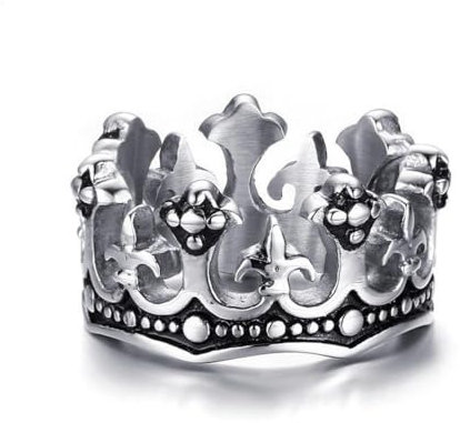Herrenringe Schwarz Royal King Crown Knight Fleur de Lis Kreuz Vintage Ringe für Herrenschmuck