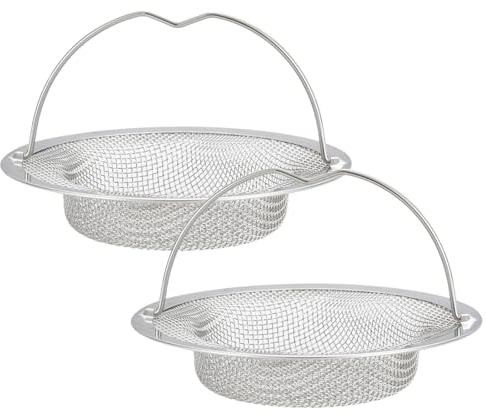 2 Unidades Filtro Fregadero de Cocina, Tapón de Acero Inoxidable, colador para Tocador de Baño, Filtra Residuos y Evitar el Bloqueo Acero Inoxidable, colador para Fregadero con asa, colador para