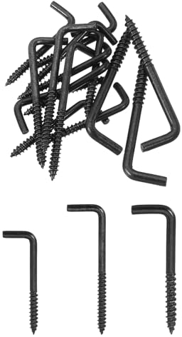 QUARKZMAN Winkelhaken, 1 Satz L-förmige Schraubhaken, Schraubhaken im 7-Form-Winkel, Schwarz