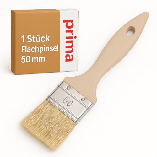 Flachpinsel 50 mm | Lackierpinsel & Lasurpinsel | Profi-Qualität | Synthetik-/Naturborsten | Holzgriff | für Lacke & Lasuren (1 Stück, 50mm)