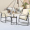 Shally Dogan Set aus Tisch und 2 Schaukelstühlen für den Garten, aus Polyrattan und Kissen, für den Außenbereich, Lounge für Bar, Restaurant, Terrasse, Balkon, Bistro, Terrasse (Schaukel Schwarz und