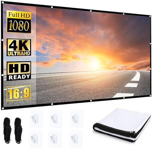 AiNinXun Telo Proiettore 120 Pollici 16:9 HD Schermo Proiettore Esterno Telo Proiettore Portatile Pieghevole Schermo Proiettore Lavabile Anti Rughe Telo Proiettore per Home Theater Cinema Campeggio