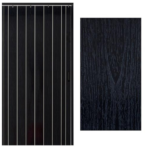 Puerta Plegable Acordeon Grano de Madera Plegable de La Puerta del Acordeón, Puerta Plegable Corrediza de Pvc Impermeable para Interior y Exterior, Partición de Puerta de Armario con Cierre Magnético