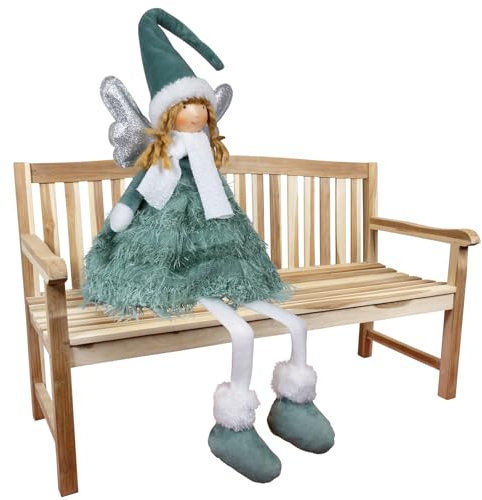 Christmas Paradise LED Weihnachtsengel mit Timer Kantenhocker 26cm (57cm) Dekofigur grün