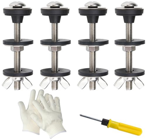 Zhuatek 4Pcs Toilet Cistern Bolts Toilet Tank Fixing Kit,Stainless Steel Toilet Close Coupling Toilet Cistern Bolts,Double Rubber Washers Gaskets for Toilet Close Coupled Toilet Kit