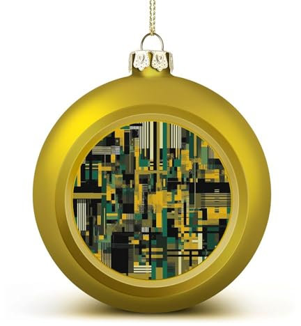 Weihnachtskugeln, Ornamente für Weihnachtsbaum, 4,1 cm, bruchsichere Weihnachtskugeln, Schwarz und Beige, Grafiken, hängende Dekoration, Anhänger für Urlaub, Party, Outdoor, Innenbereich,