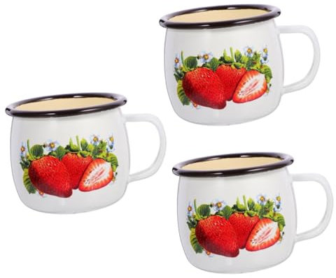 TOPBATHY 3 Stück Unzerbrechliche Emaille-becher Wasserbecher Für Kaffee Tee Saft Büro Heimgebrauch Retro-emaille-teetassengriff
