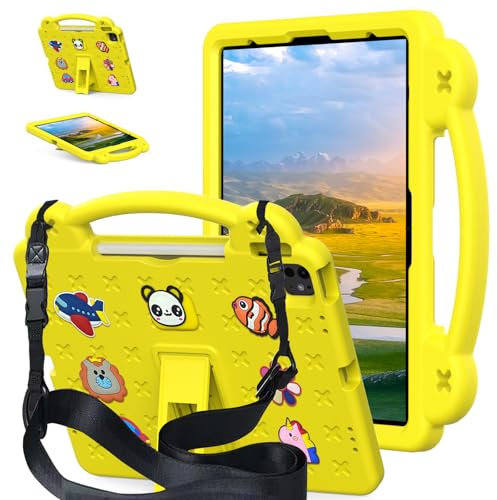 AKABEILA Funda Compatible con Tablet Apple iPad Air 13 2025 M3 2024/Pro 13 2024/Pro 12.9 2018 2020 2021 2022 Bonita Funda Compatible con niños a Prueba de Golpes con Correa para el Hombro y Soporte