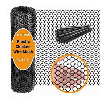 Verbessertes Kunststoff-Hühner-Drahtzaun, 2,3 x 3 m, Schwarz/Grün/Weiß, 0,8 cm Öffnungen, für Gartennetz, Geflügelzaun, Hühnerdrahtrahmen, Tierkäfigzaun, Blumennetz (schwarz)