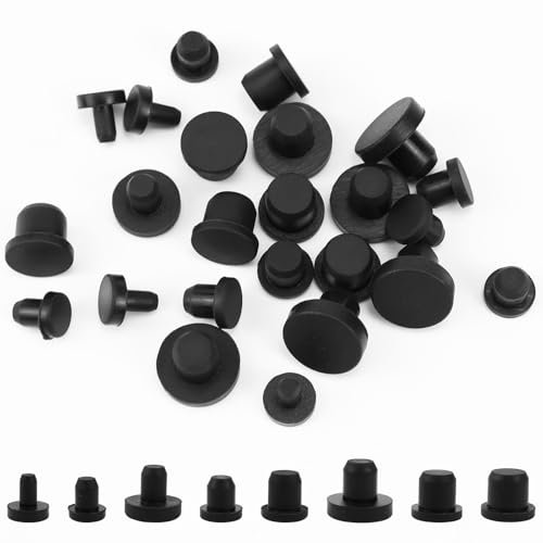 LPZMPZ 80 Stück Gummistopfen Verschlussstopfen in 8 Größen Blindstopfen Gummi Schwarz Silikonstopfen 4mm/5,5mm/6mm/6.5mm/7.5mm/8mm/8.5mm/9.5mm, für Flaschen Rohre Möbel