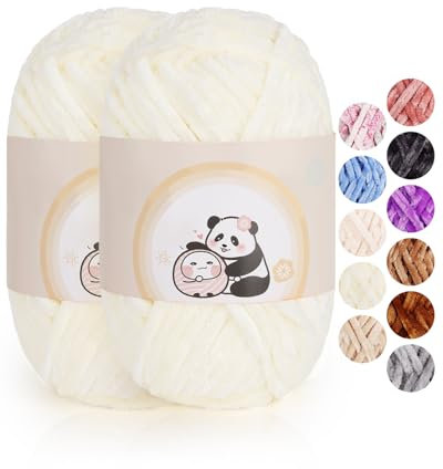 Aeelike 200g Warme Chenille Wolle zum Häkeln, Flauschige Dicke Garn zum Handstricken, Samt Velvet Babywolle zum Stricken, Weich Plüschwolle für Amigurumis Babydecke, Beige