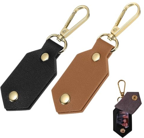 Lot de 2 porte-clés photo personnalisés en cuir, porte-clés personnalisés avec photos, porte-clés personnalisables, cadeaux pour couples, hommes, papa, parrain, anniversaire