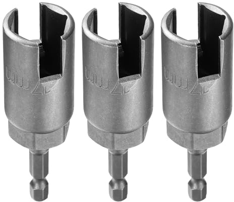 QUARKZMAN 3 Pièces H17 Clé à Écrou Papillon 17mm Métrique Douille 6 Points Tige Hexagonale 1/4 Profondeur Fente Écrou Papillon Foret Acier Cr-V Clé Impact Outil
