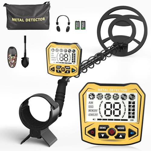 HIUYRFS Metal Detector ad Alta Precisione, Lunghezza Regolabile 113 cm - 141 cm, 5 Modalità, Metal Detector Professionale con Schermo LCD, Bobina di Ricerca Impermeabile IP68 per Adulti & Bambini