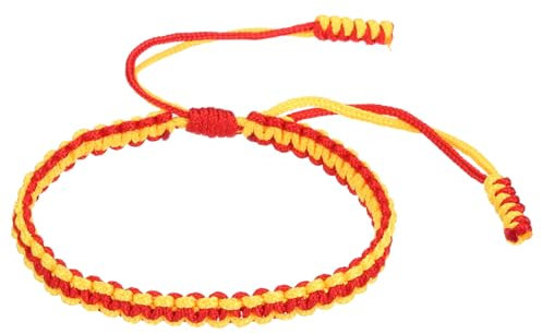 PATIKIL Braided Bracelet, Mens Women Tibetan String Rope Bracelet Handmade Lucky Prayer Protection Adjustable Size for Gifts Anniversary Family, Red Yellow