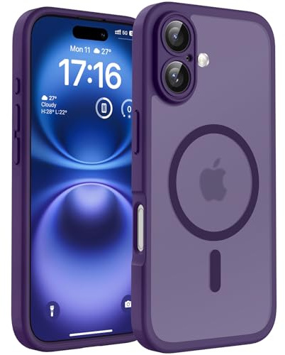 TOCOL for iPhone 16 Plus Case, Compatible with MagSafe, Midnight Purple | Full Camera Protection, Built-in Magnets, 15FT Military-Grade Shockproof Thin Slim Translucent Matte Phone Cover