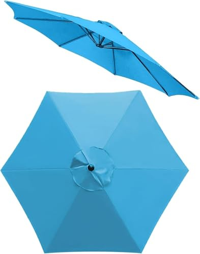 ELYSYSRL Auvent de Remplacement pour Parasol de Terrasse de 2/2.5/3.0/3.5m, 6 Baleines/8 Baleines Toile De Parasol Déporté Housse de Rechange(Bleu Clair,3.0M/8 Arms)