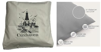 3DMB Deko, Zierkissen, Cuxhaven, Souvenir,Kugelbake,Nordsee, Maritim in 40 x 40 cm Couchkissen Zierkissen fürs Wohnzimmer Schlafzimmer (Hellgrau)
