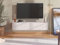 White Floating TV Stand Cabinet 154cm - Wall Mounted Modern Media Unit with Slat Effect, Long Console,