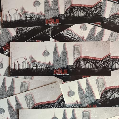 Fan-Kultur Xperience 100x Köln Sticker/Aufkleber 'Skyline'/ Fußball Fanartikel/ 21,0x7,2 cm/PVC/wetterfest