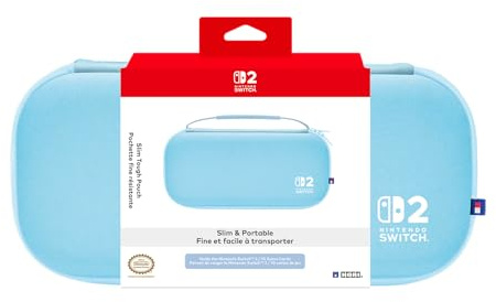 Hori Slim Tough Pouch (Light Blue) for Nintendo Switch 2 - Officially Licensed by Nintendo