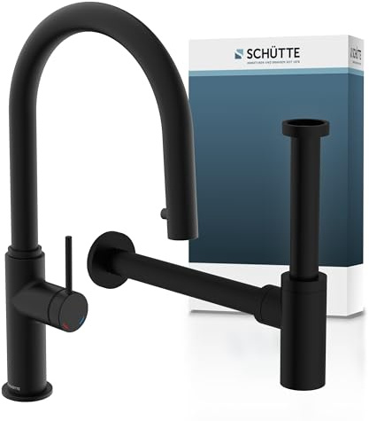 SCHÜTTE Blackpool Küchenarmatur + KIRCHHOFF Design Siphon