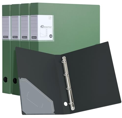 SOYIRI 4 Stück Ringbuch A4,Ringordner mit 4 Ringe,35 mm(Grün)