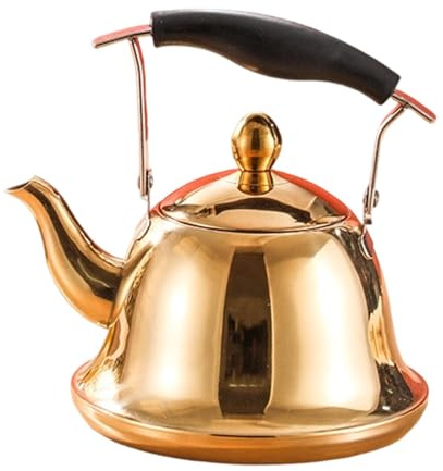 LCSVCCXA Food Grade Stainless Steel Whistling Kettle, for Boiling, 1.0L Gold