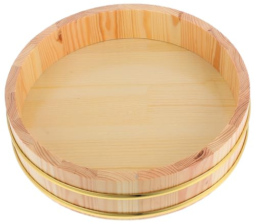 HOMOCONO Sushi Oke Reisschüssel 26cm für Sushi Reis Zubereitung | Traditioneller Sushi Reisbehälter, Sushi Holzfaß, Sushi Reis Mischer Behälter, Bambusdämpfer
