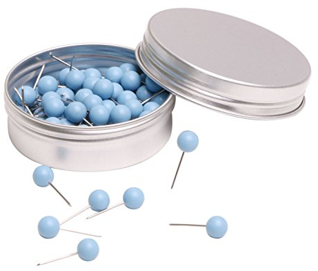 tupalizy 100 1/10,2 cm Kleine runde Kopf Karte Tacks Pins für Home Office Bulletin Cork Board und DIY Craft Projekt Verwenden hellblau