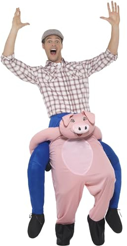 Smiffys Unisex Adult Pig Piggy Back Costume Set (One Size) (Pink)