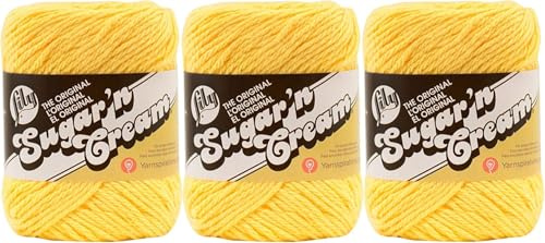 Lily Bulk Buy: Sugar 'n Cream Solids 100% Cotton Yarn (3-Pack) (Yellow #0010)