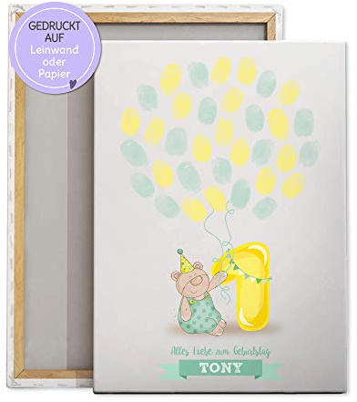 FEENSTAUB Gästebild Taufe, Gästebuch Fingerabdruck Taufe, personalisiertes Fingerabdruckbild, Fingerprint 1. Geburtstag, Taufbild Fingerabdruck, Taufbaum Fingerabdruck Leinwand, Geburtstag