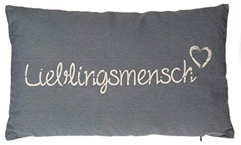 ootb wunderschönes Kissen,Zierkissen Lieblingsmensch in grau mit weißer Schrift,Kuschelkissen Sofakissen Liebe Herz Partnergeschenk