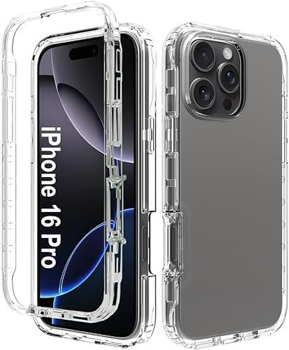 KP TECHNOLOGY Front and Back Case For iPhone 16 Pro - (360°) Full Complete Protection iPhone 16 Pro Case (Clear)