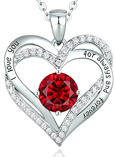 CDE Kette Damen 925 Sterling Silber Rosegold Geschenk für Sie Valentinstag Forever Love Herz Geburtsstein Anhänger Halskette für Frauen Schmuck Geburtstags Freundin Weihnachten Muttertags