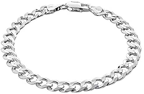Treasure Bay Men's 8mm 925 Sterling Silver Curb Chain Bracelet (19)